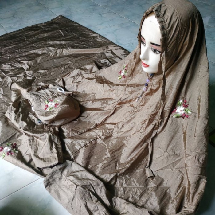 mukena parasut loufie terusan bordir - Hitam, TERUSAN ERIEL