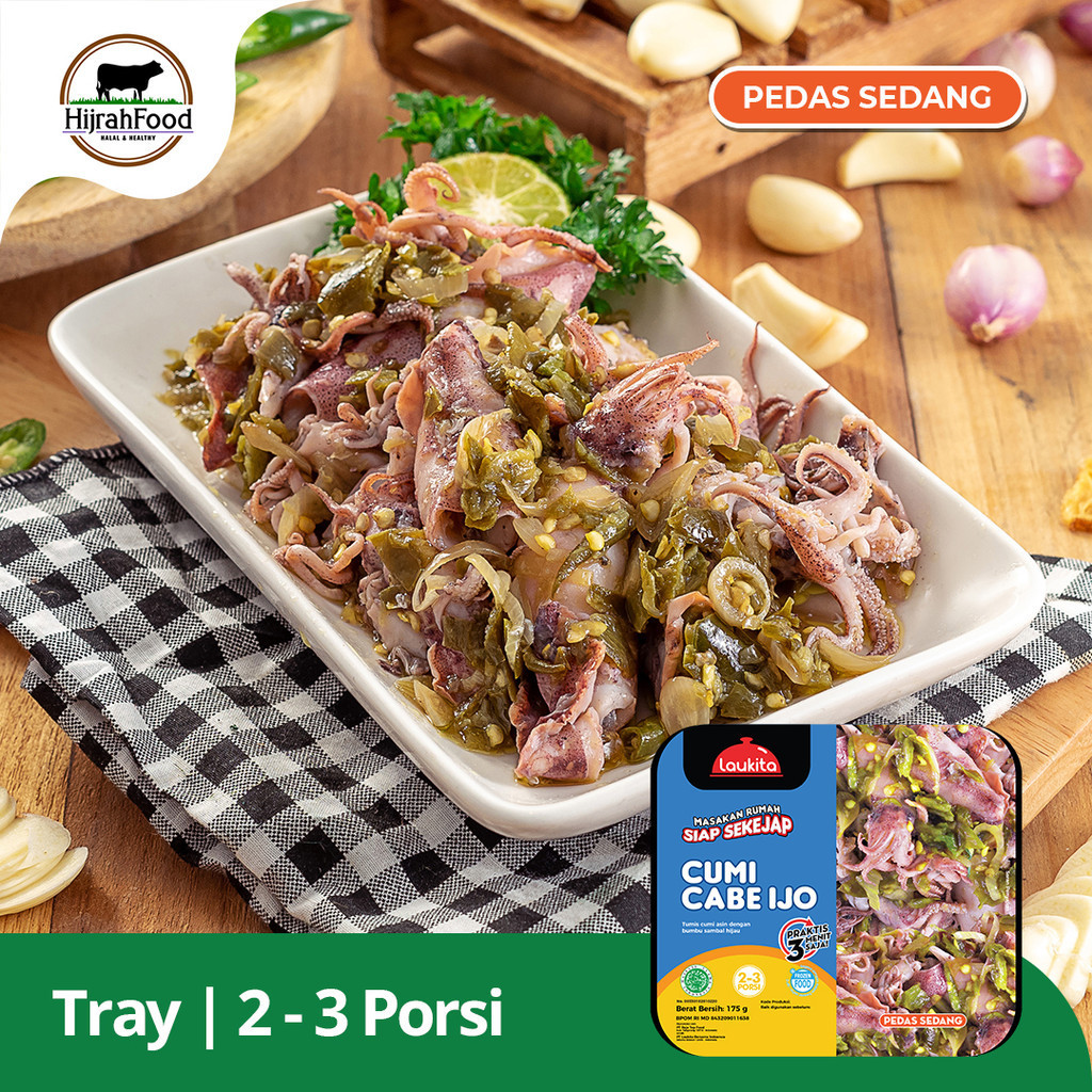 

Laukita Tray Cumi Cabe Ijo Pedas Sedang Siap Saji Praktis Frozen Food Halal 175gr