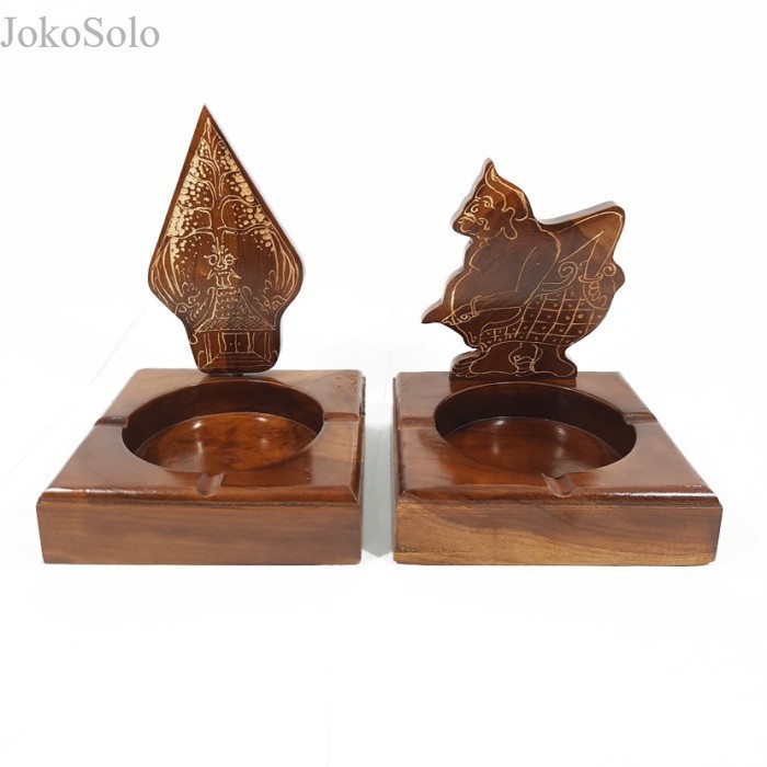 Jual Set Asbak Motif Cukit Ukir Pewayangan Kerajinan Hiasan Kayu murah