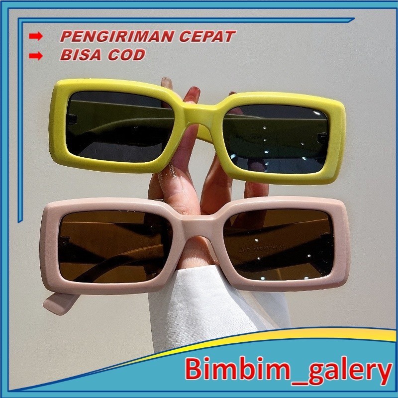 BIMBIM Kacamata Hitam Wanita Kaca Mata Kotak Vintage Sunglasses Gaya Korea Import Murah