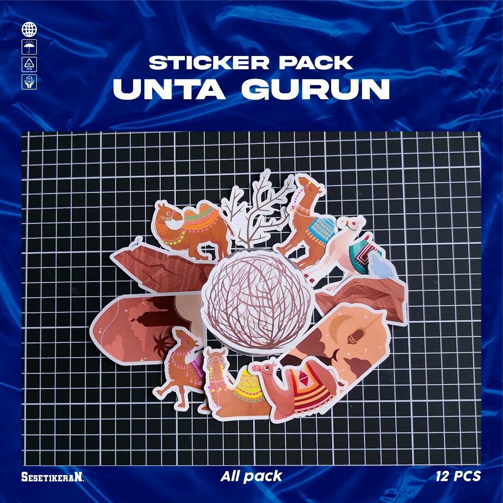 

COD✨ Sesetikeran Pack Stiker Gurun Camel Kartun Lucu Colorfull Keren Untuk Koper Laptop Skateboard