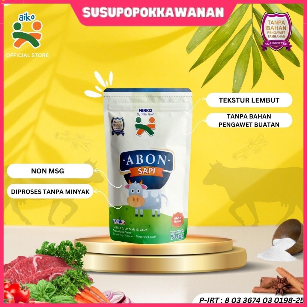 

^^AIKO Abon Halus / Abon Sapi / Abon Ayam Halus Tanpa Bahan Pengawet Non MSG - 50gr