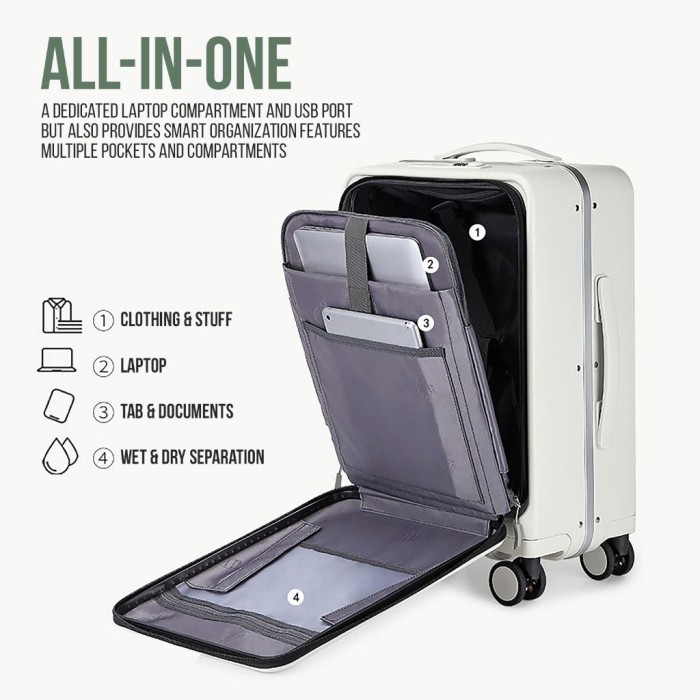 Promo 1 Hari Sahaja Koper ROAMING K001 Koper Laptop 20 Inch - 24inch USB Port Kabin Bagasi