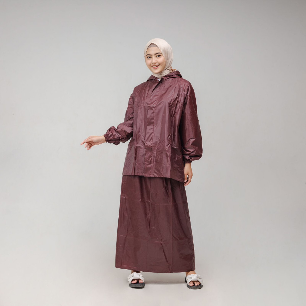 Jas Hujan Rok Wanita Mantel Setelan Rok Premium Anti Rembes (Bisa Cod) (BISA COD)