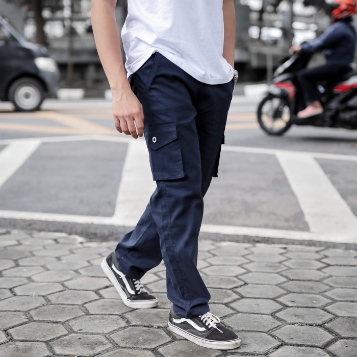 Celana Cargo Panjang Navy - Navy, S