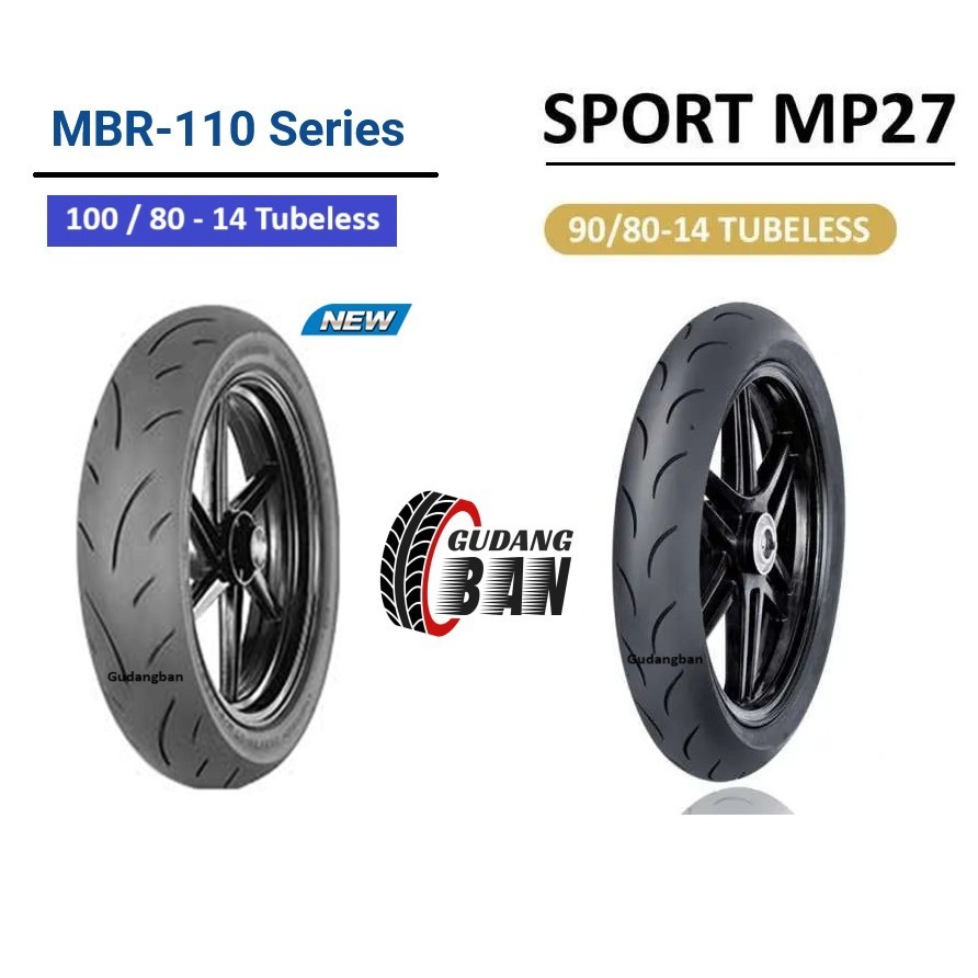 ( PAKET FDR dan IRC ) 2 BAN - 90 80 14 MP27 dan 100 80 14 MBR110 Tubeless Ban Motor SOFT COMPOUND