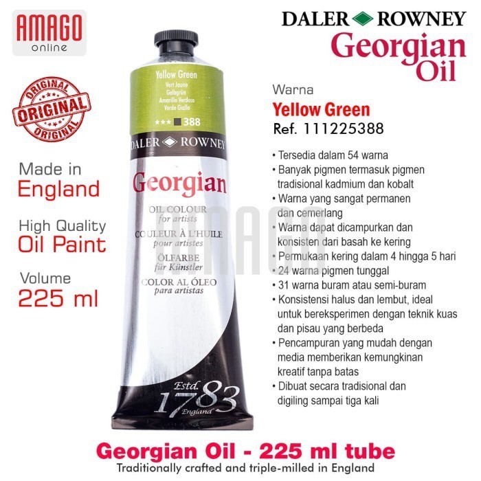 

Cat Minyak Lukis DALER-ROWNEY Georgian Oil Paint 225 ml - Yellow Green - 111225388