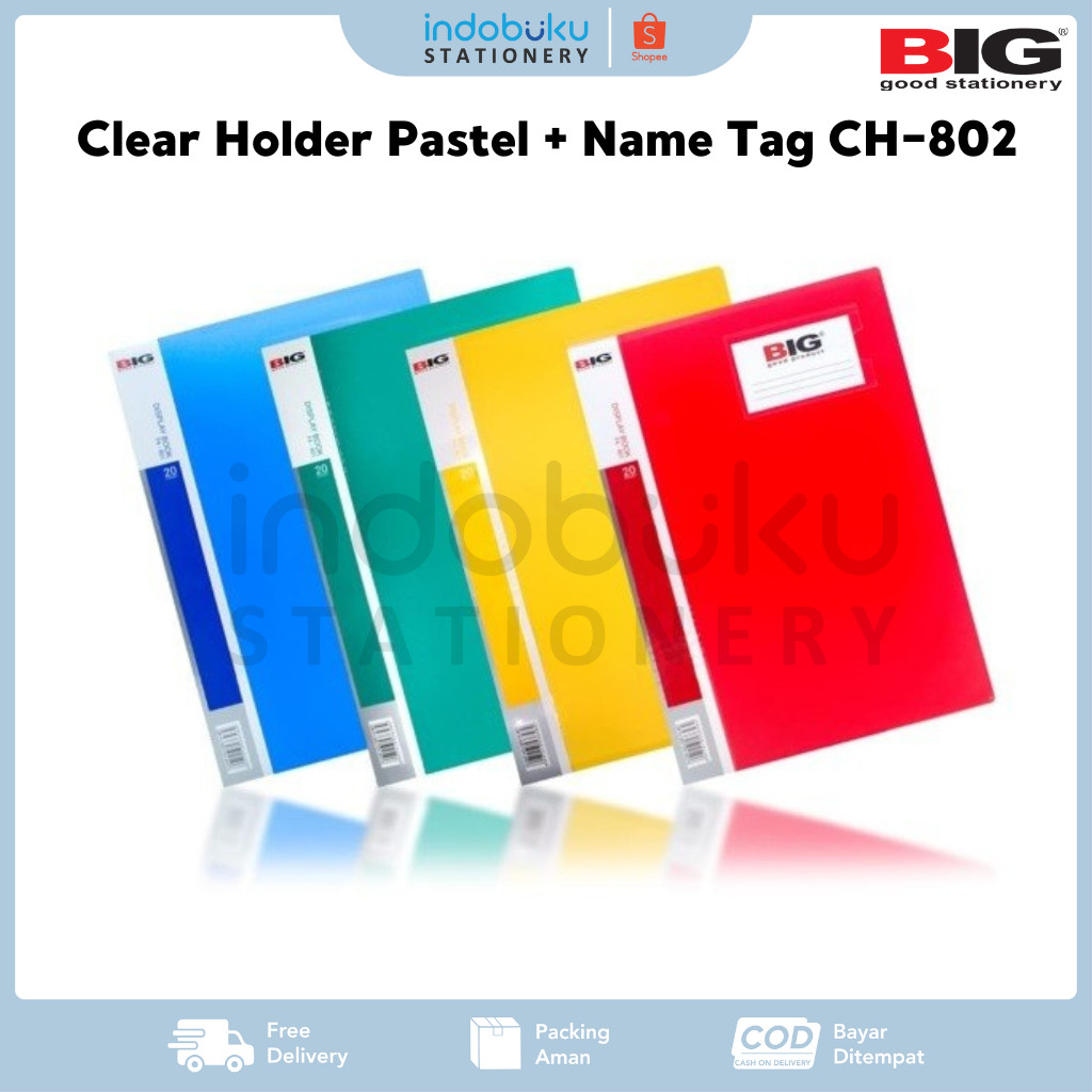

Clear Holder Pastel + Name Tag BIG CH-802 Kantong File F4 Folio 40 Pocket + Name Tag CH-802
