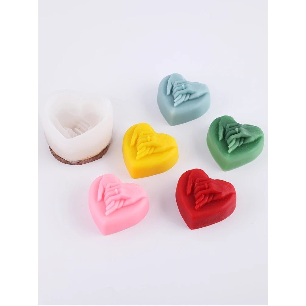 

1PCLove Hand in Hand Aromatherapy Candle Silicone Mold DIY Heart shaped Chocolate Baked Cake Decoration Silicone Mold