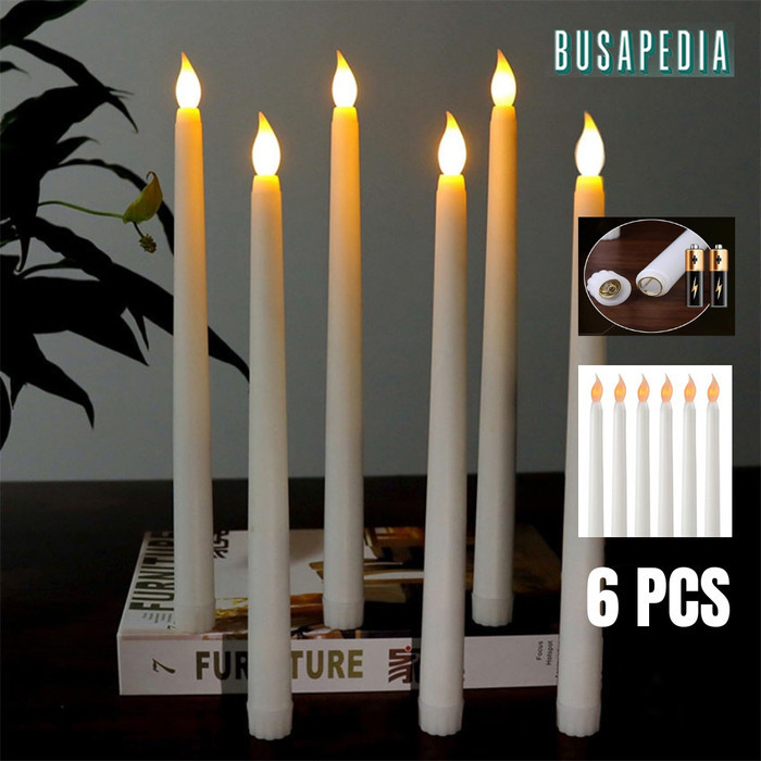 6PCS Lilin LED - Lilin Panjang Lampu Elektrik Lilin - Lilin Lampu