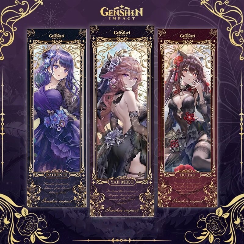 Genshin Impact Cosplay Bookmark Gliter Double Sided Yae Miko  Ganyu Kirara Nahida Nilou Ayaka Eula R