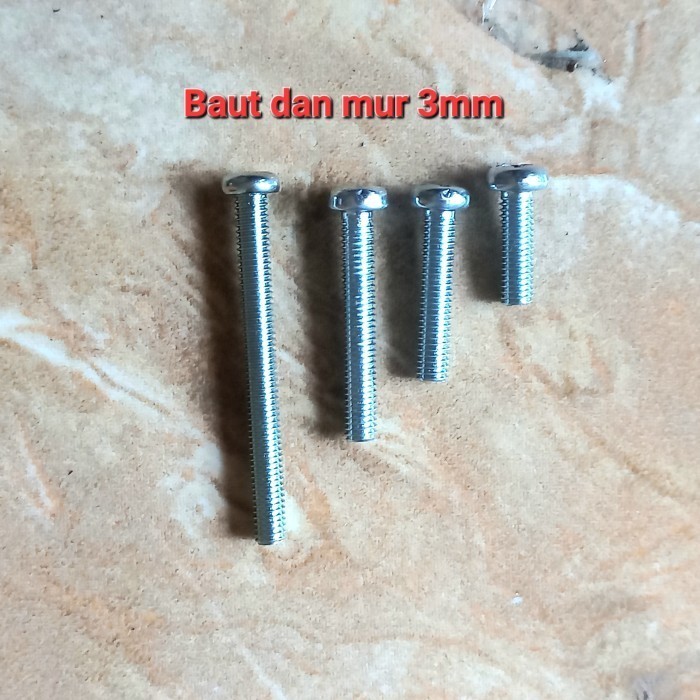 baut m3 dan mur 3mm jp3 jp 3 mm 5mm 10mm 15mm 20mm 25mm 30mm 50mm  - baut 5mm + mur F Fajar elektro 