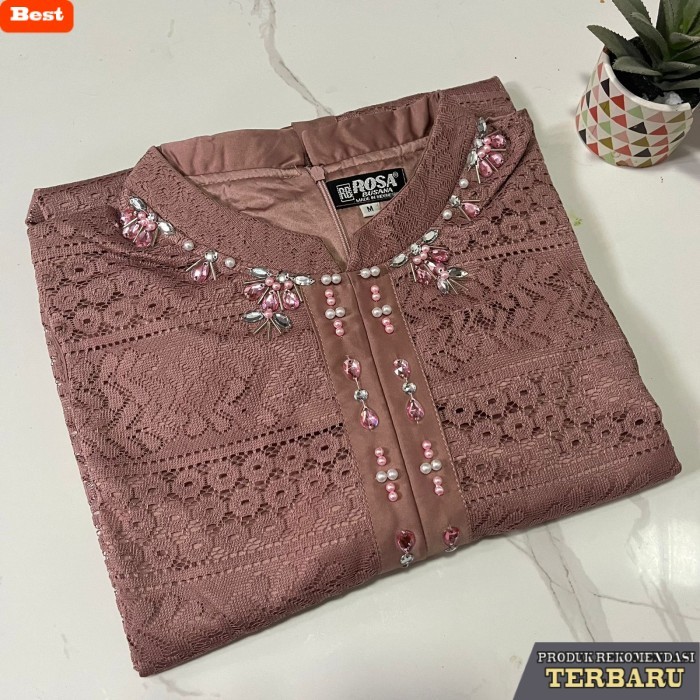gamis terbaru 2025 simpel elegan Sania Dress Type A/ Gamis Brukat Muslim / Gamis Kondangan Payet - R