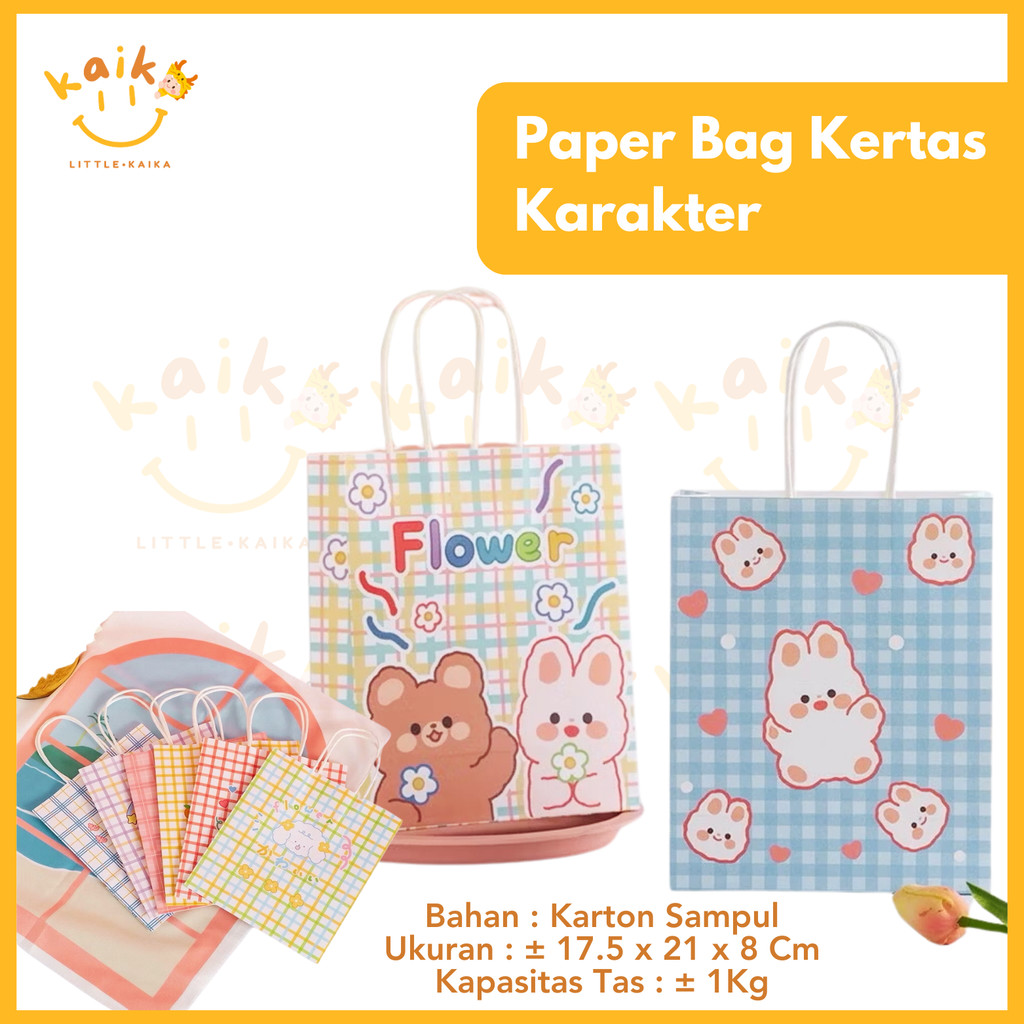 

LITTLE KAIKA | GB65 Kantong Tentengan Bingkisan Paper Bag Paperbag Karakter Kartun Beruang Lucu Goodie Bag Motif Rabbit & Bear Tas Jinjing Serbaguna Bingkisan Hadiah Hampers Kotak Souvenir Kertas Mini Lucu Aesthetic Murah