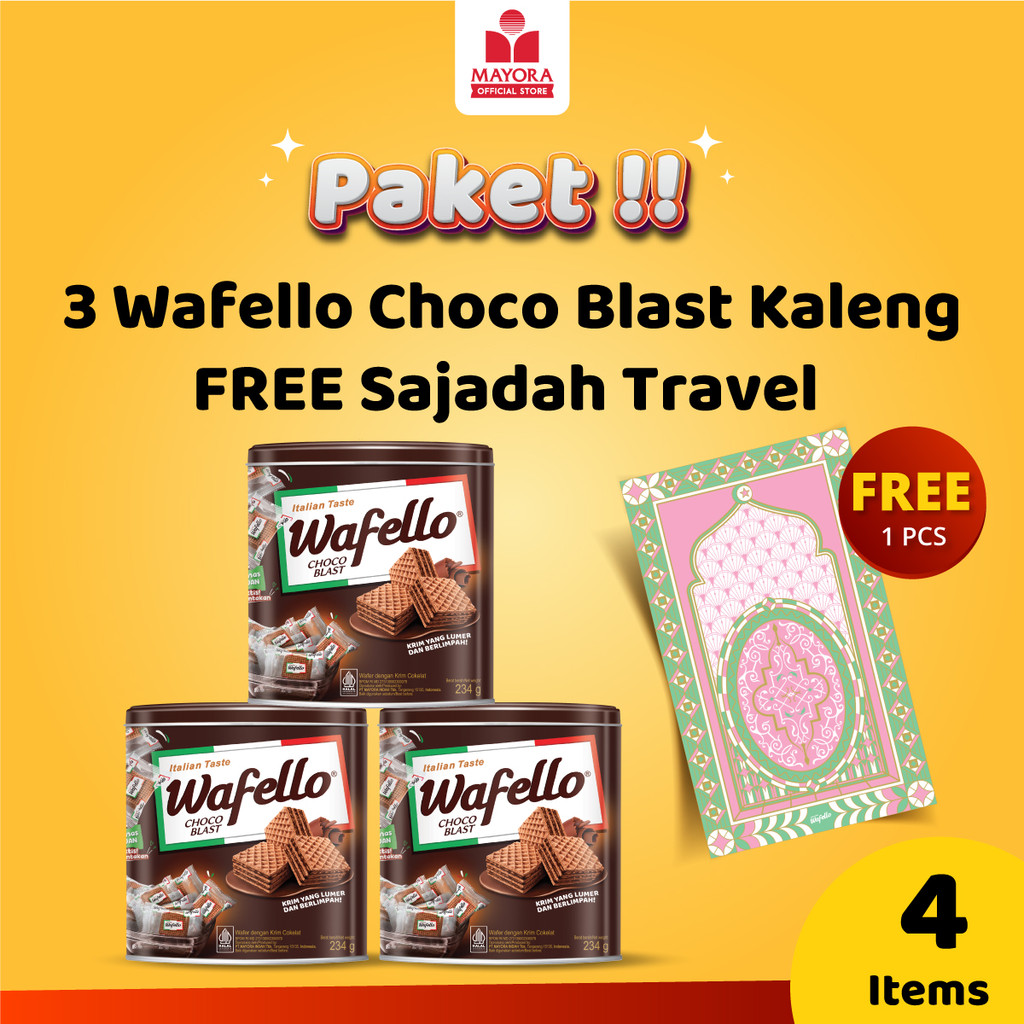 

Paket 3 Wafello Choco Blast Kaleng FREE Sajadah Travel