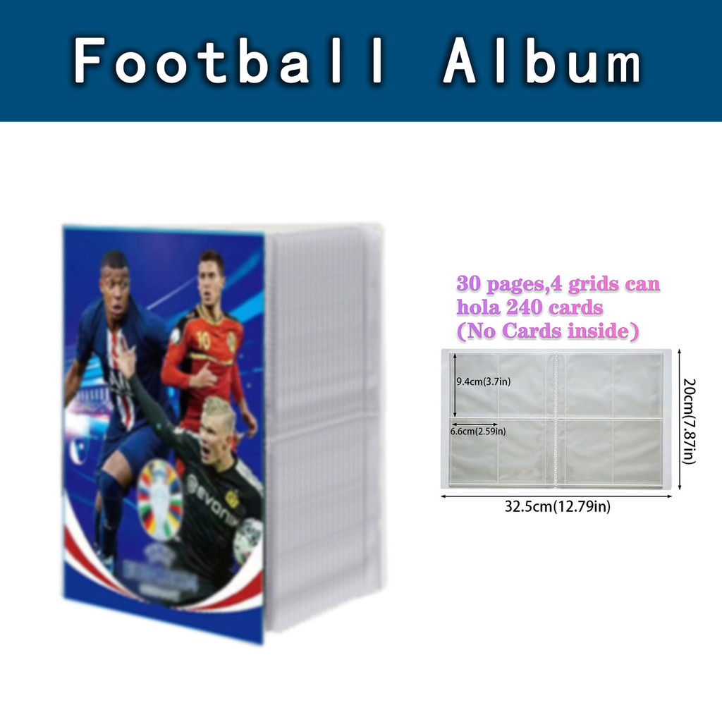 

Football Card Blue Album Map Letter Holder Binder 240pcs Star Card Box Collection Album Book Folder Kid Toy Gift 2023 New