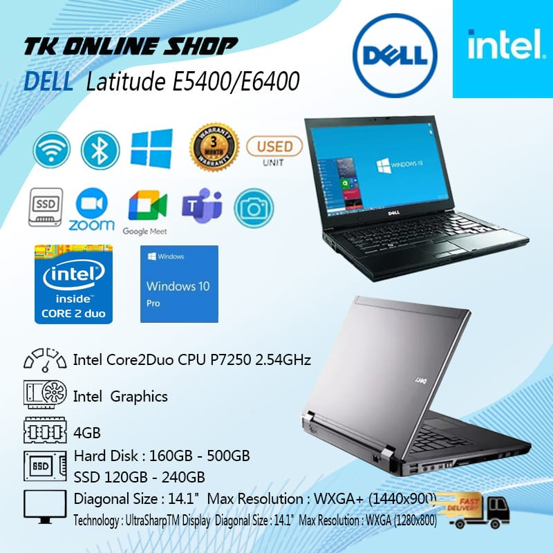 Laptop DELL Latitude E5400/E6400 - LCD 14.1" - Intel® Core2™Duo / 4GB RAM & HDD 500GB) used