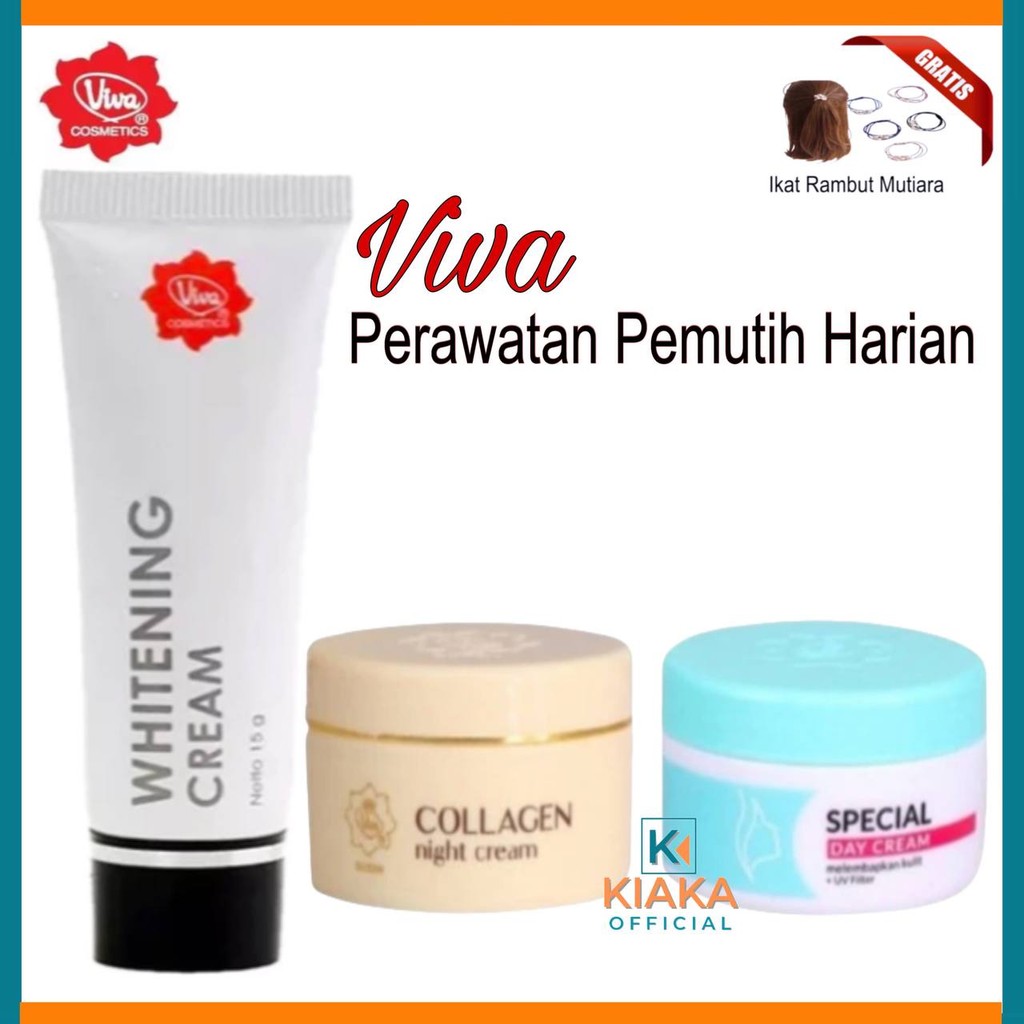 Paket Whitening Viva 3in1 (Krim Malam, Krim Siang, Pemutih) BPOM HALAL Original
