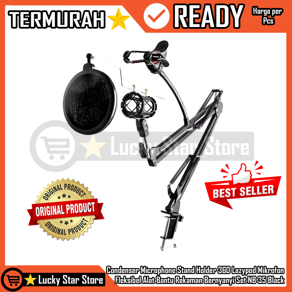 Condenser Microphone Stand Holder 360 Lazypod Mikrofon Fleksibel Alat Bantu Rekaman Bernyanyi Smartp