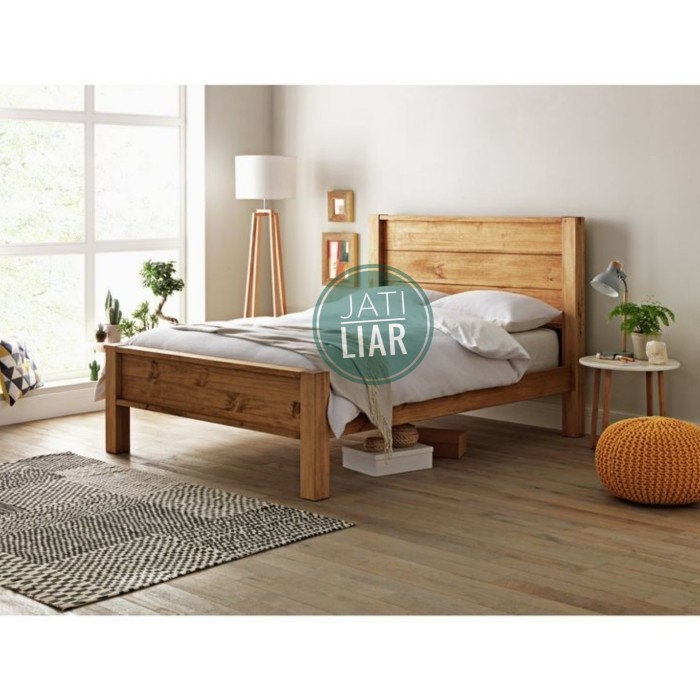 GFJ Dipan kayu mahogany solid kokoh kaki kaki tebal - 90x200