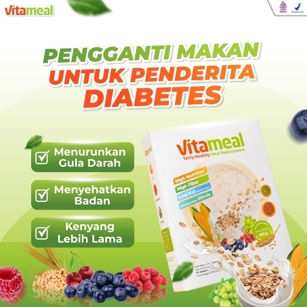 

VITAMEAL - Sereal Sehat Pengganti Makan untuk Diabetes Menurunkan Gula Darah Tinggi Mengobati Kebas Kesemutan Kolesterol Mencegah Diabetes Hipertensi Gula Darah Tanpa Efek Samping