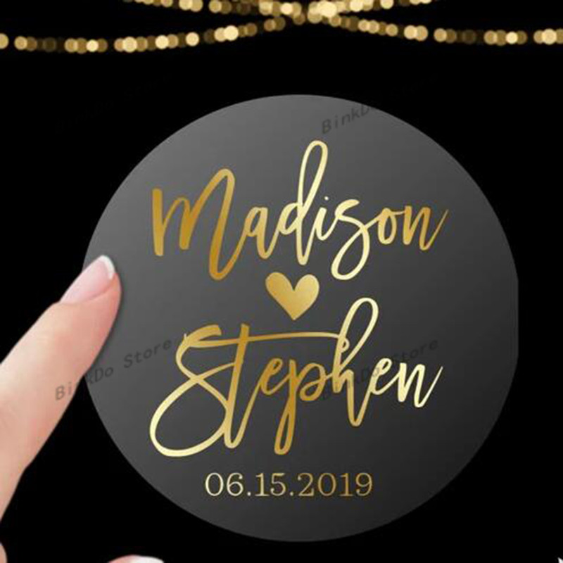 

100pcs/Lot Custom Gold Foil Stickers Wedding Favor Stickers Gold Foil Custom Stickers Custom Gold Foiled Clear Stickers