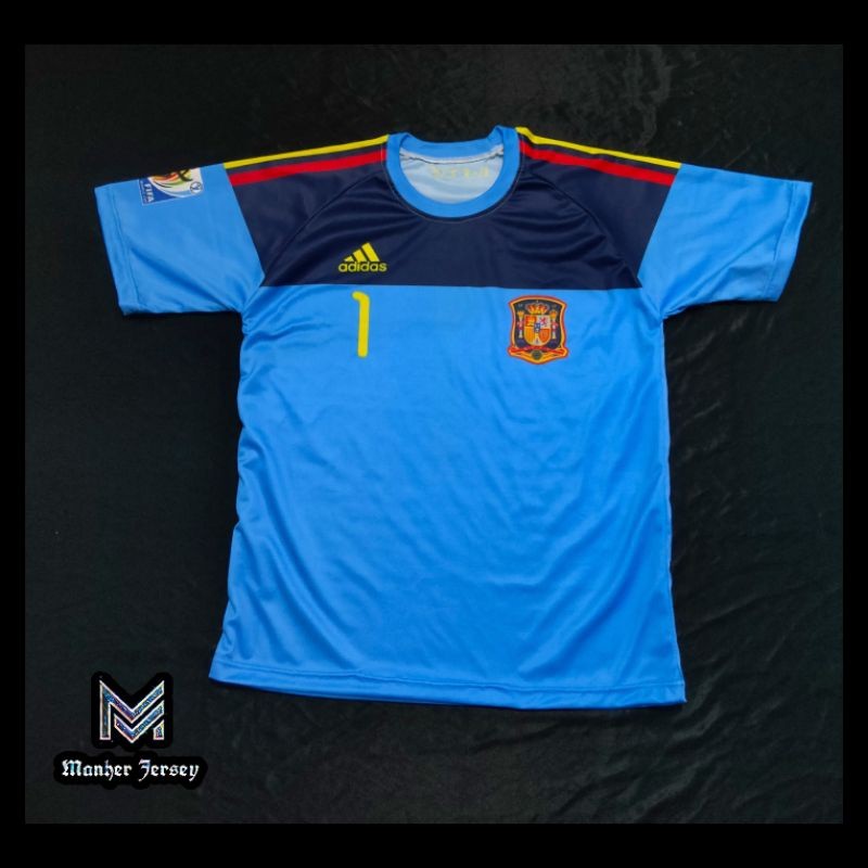 Jersey Kiper GK Spanyol 2010 Biru Full Printing Custom