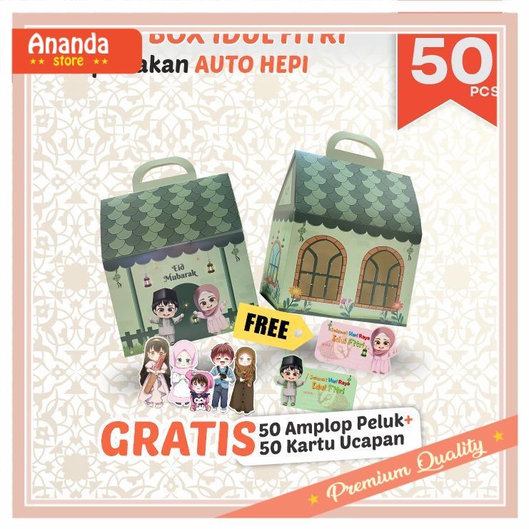 

Kado Buat Pacar Gebetan Anniversary Wisuda Teman / 50 pcs Gable Box Hampers Lebaran Idul Fitri Anak Ponakan – Motif Rumah