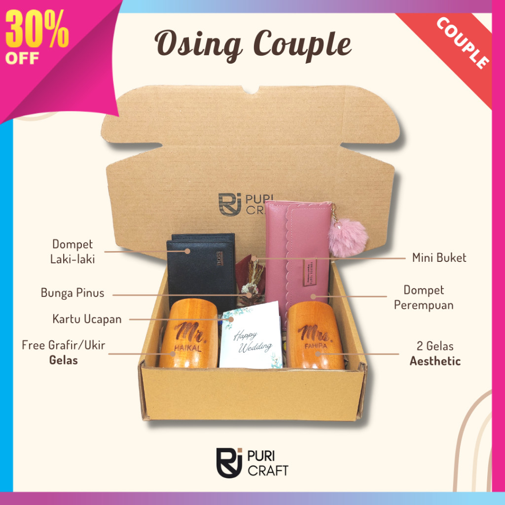 

Hampers Lucu Termurah Terlengkap / OSING Couple Series / FREE UKIR / Hampers Pernikahan / Hampers Wedding / Kado Pernikahan / Kado Aesthetic / Wedding Gift / Hampers Lebaran / Kado Unik / Kado Cowok / Kado Cewek / Puri Craft