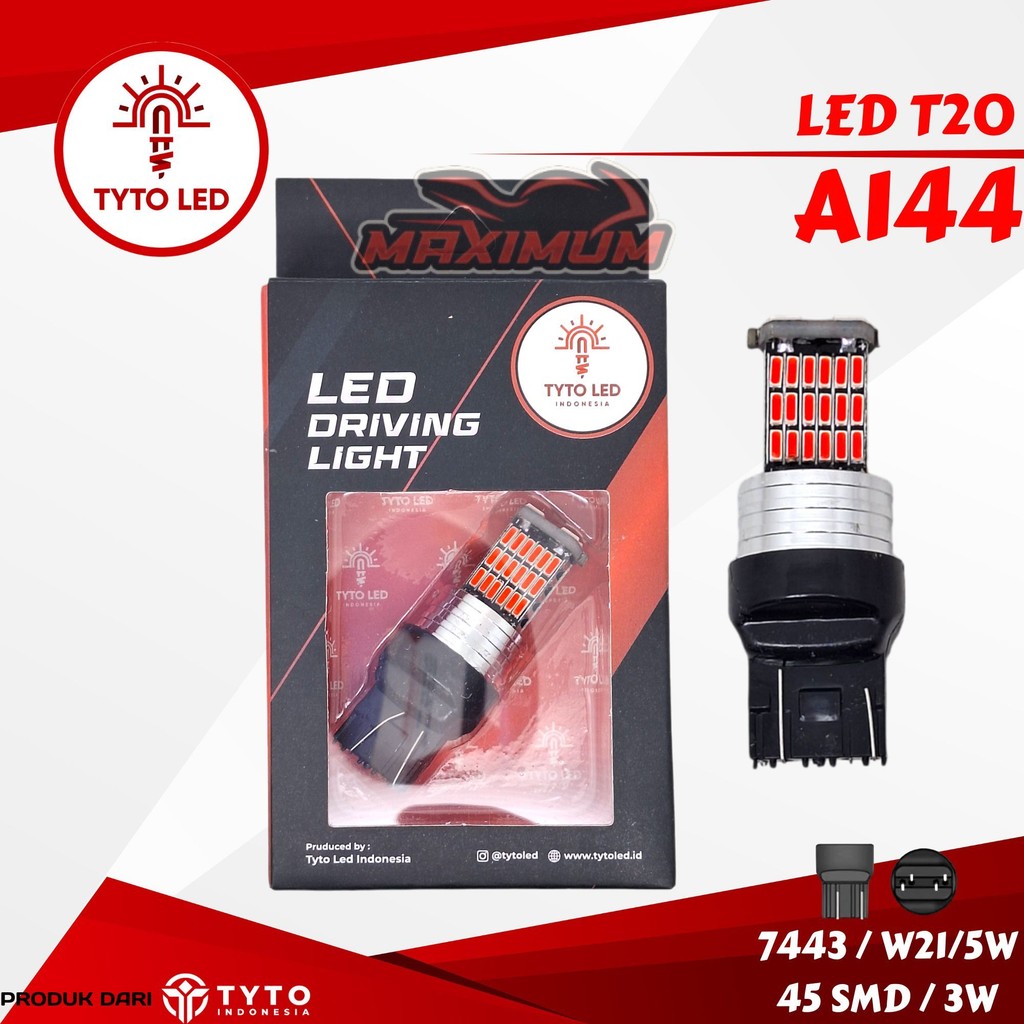Lampu LED Mundur Stop Sen Senja Mobil Soket T20 7443 TYTO A144 3WATT 45SMD Dc