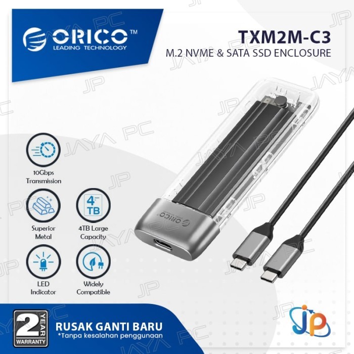 Orico TXM2M-C3 Dual Protocol Case External M.2 NVMe & SATA SSD Enclosure USB-C