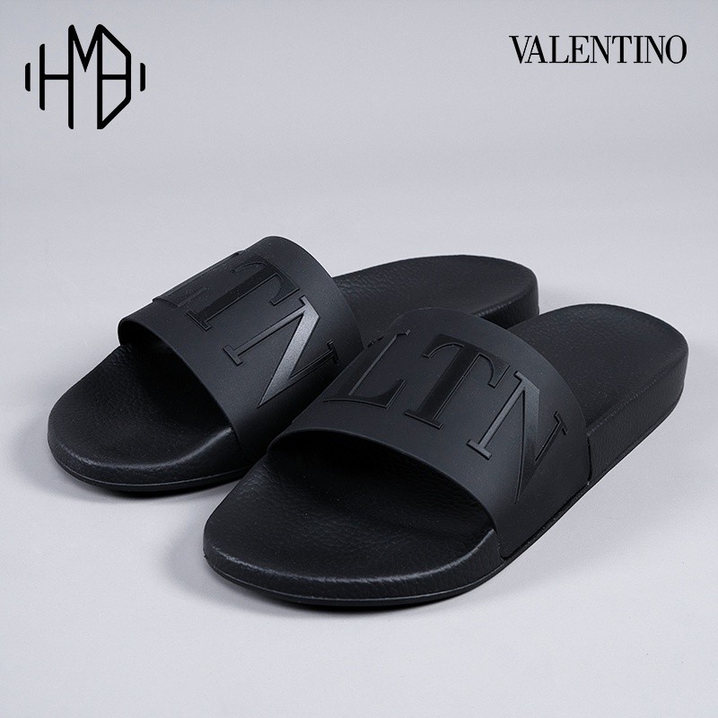 promo diskon 70% VLTN Logo Sandal All Black