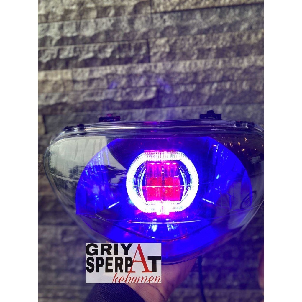 LAMPU DEPAN MIO SPORTY MIO LAMA BILED PROJIE 2 LENSA