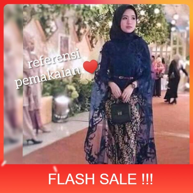 PROMO SETELAN KEBAYA MODERN BROKAT LONG BROKAT OUTER BROKAT PANJANG ATASAN LONGCAPE JUMBO LAVENDER S