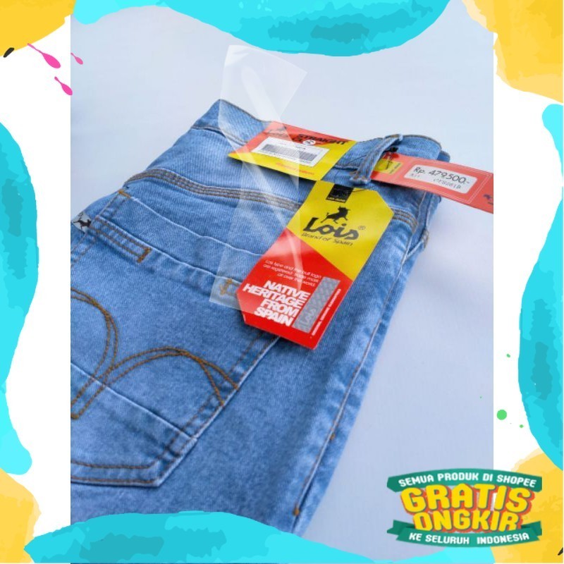 Lois Celana Panjang Jeans Cowok, Stretch, Biru muda, Biru tua, Dongker/ 02 allin