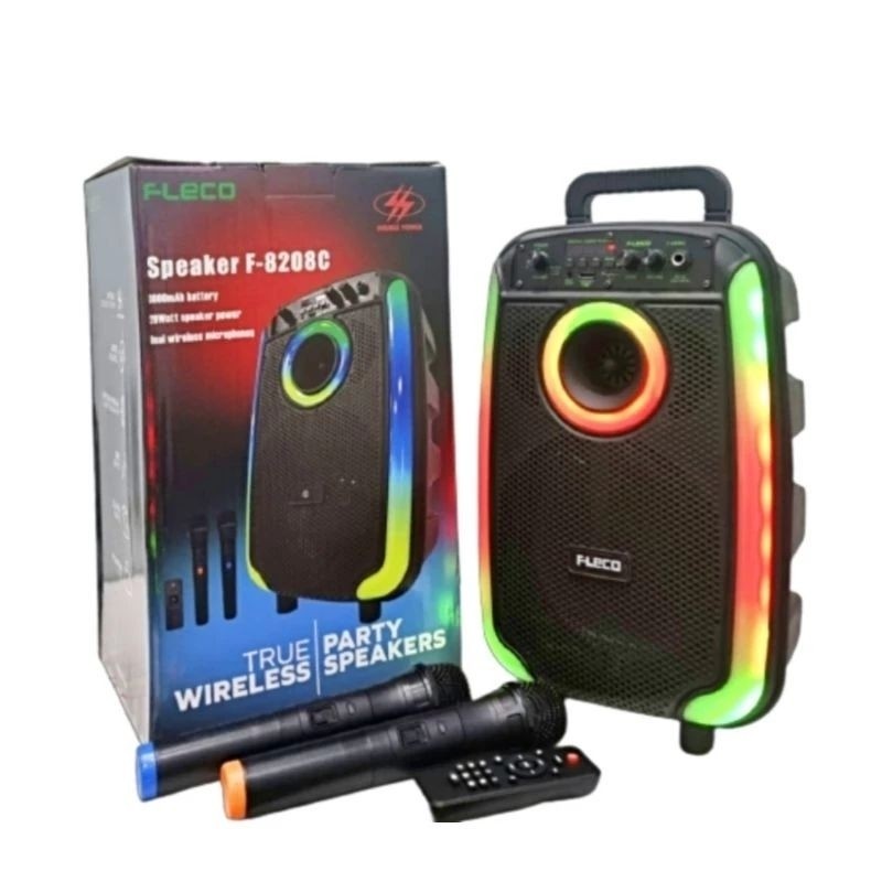 Gas Cod SPEAKER BLUETOOTH TIPE BARU FLECO F-8208C 8'5 INCH FREE 2 MIC WIRELESS KARAOKE + REMOTE - SP
