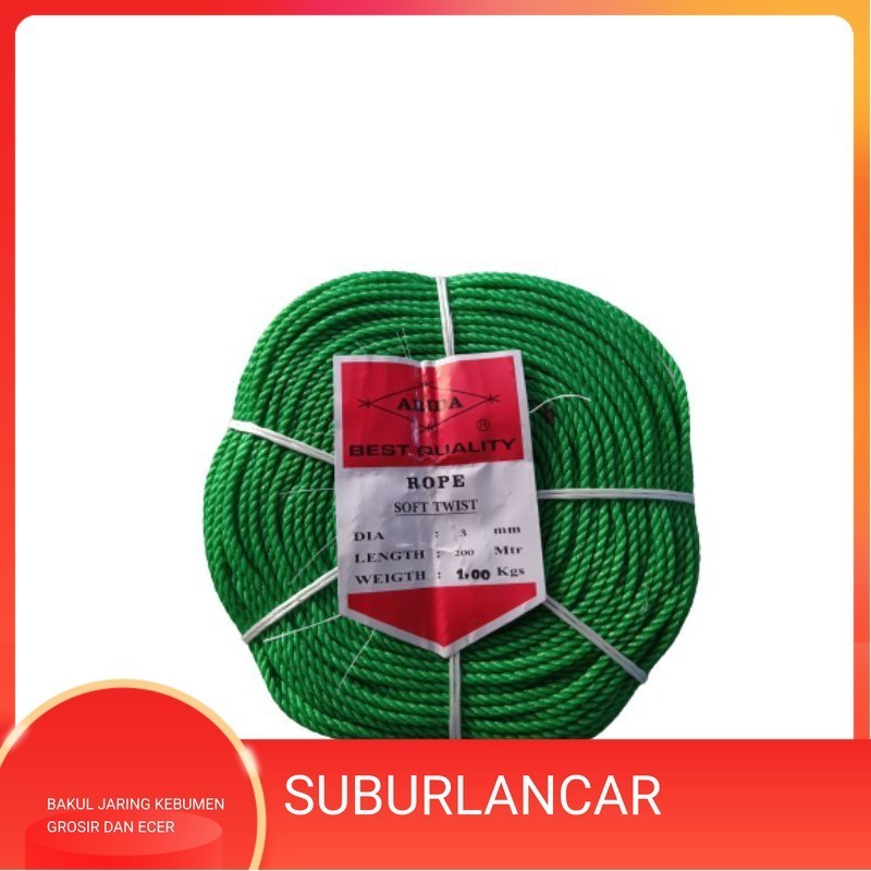 Tali tambang tali tampar 3mm arida tali tambang tampar plastik tali jaring ikan tali jemuran tambang