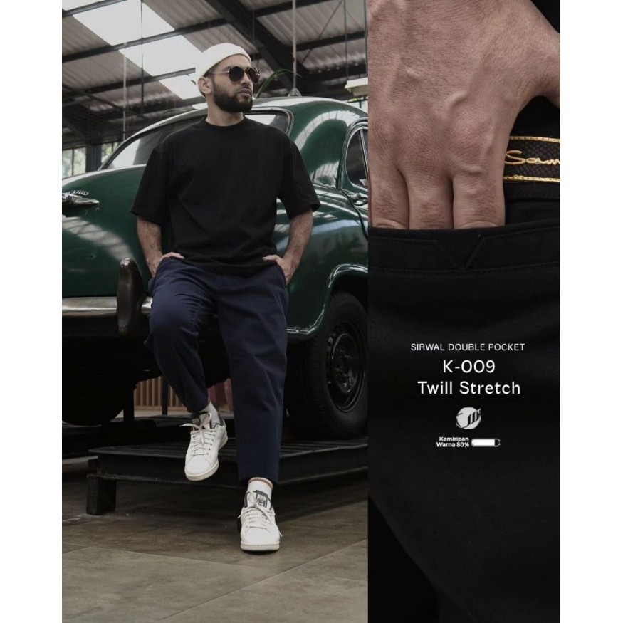 Samase  - Double Pocket Sirwal K009 - Twill Stretch - Lt Grey, S