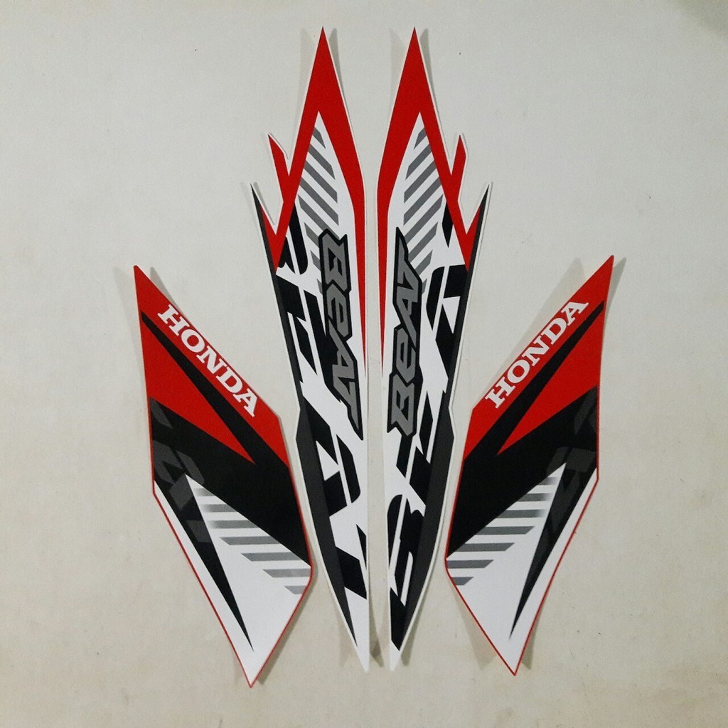 stiker striping motor beat cbs 2023 putih-merah