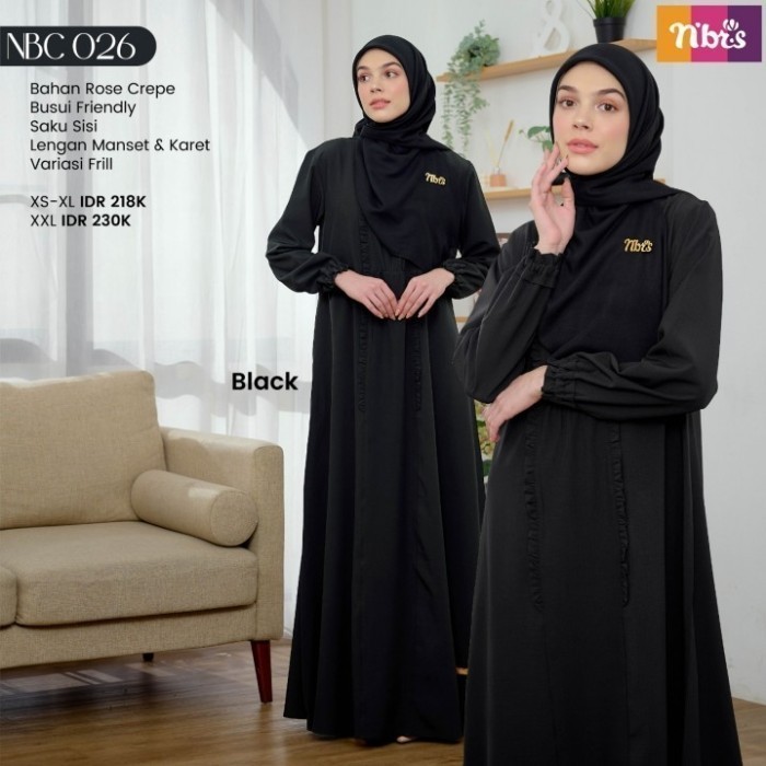 Gamis Nibras Basic NBC 26 Warna Abu Lilac Gray Dress Cantik  - Abu Lilac Gray, XS