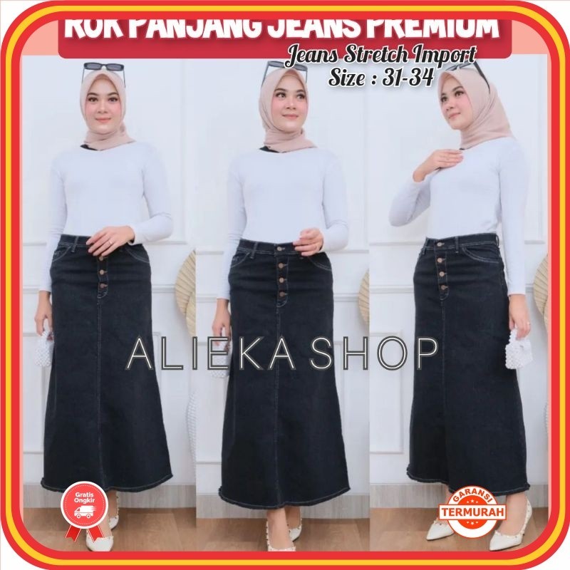 Bawahan Fashion Remaja Kekinian Modern Model Terbaru 2024 Korean Style Unik / ROK PANJANG JEANS SPAN