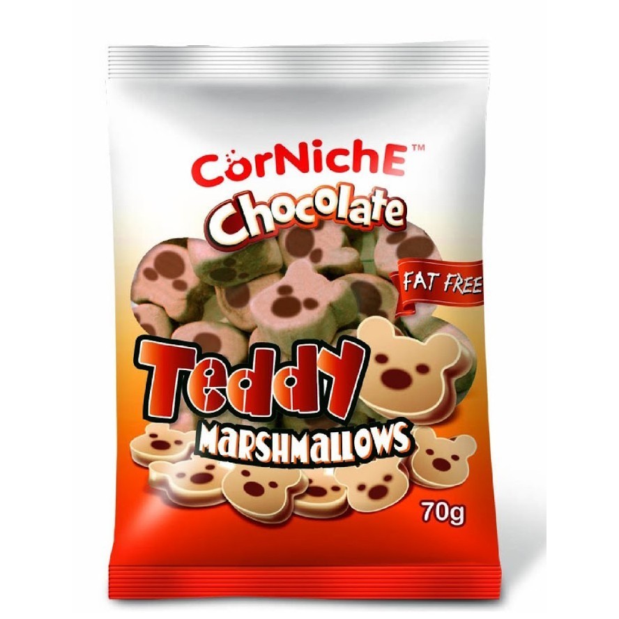 

Corniche chocolate teddy Marshmallow 70Gram (24 Pcs) - Karunia