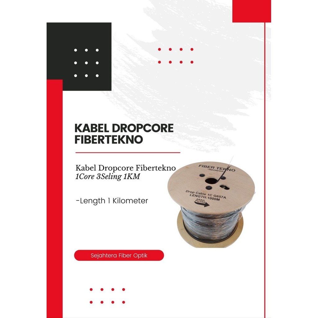 Kabel Dropcore 1 Core 3 Seling Fiber Tekno | Fiber Optic FTTH