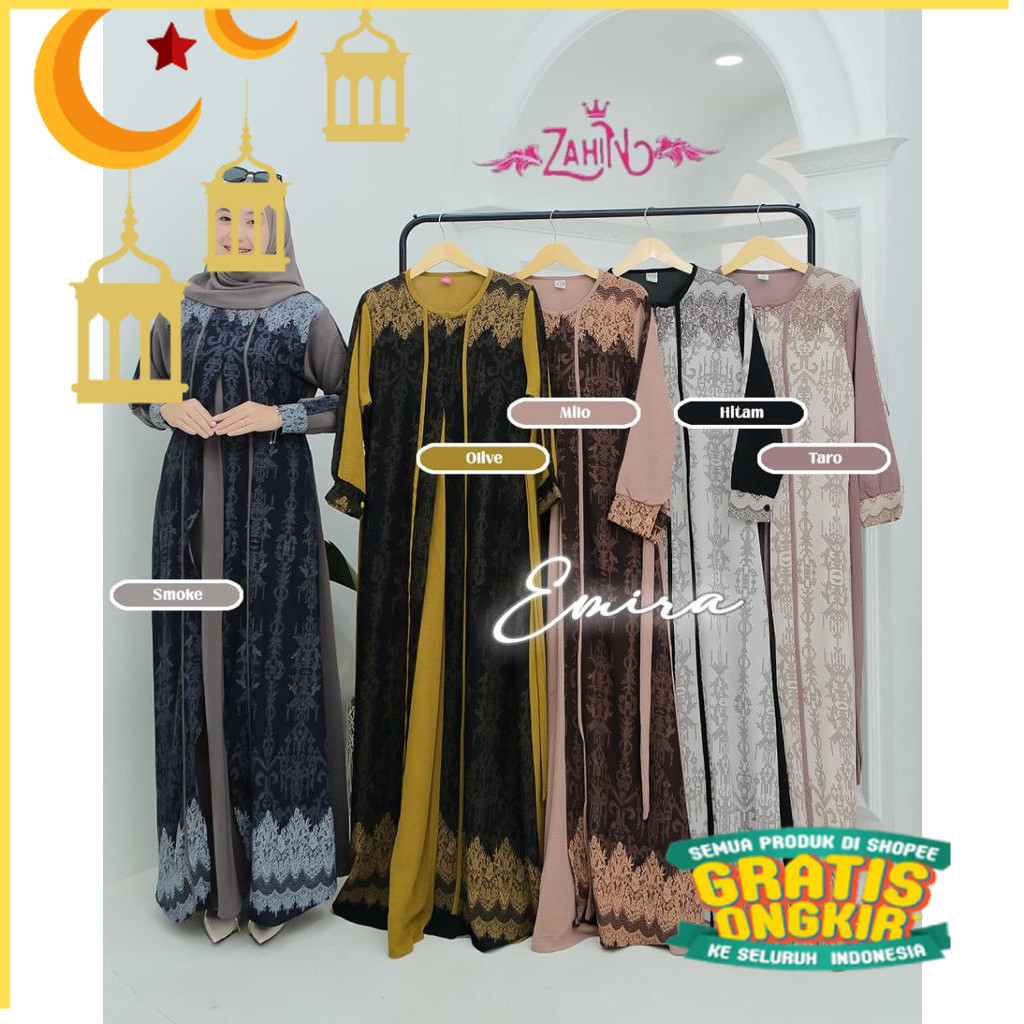 GAMIS EMIRA SERIES  BY ZAHIN/ GAMIS KEKINIAN TERBARU DARI ZAHIN/ DRESS ZAHIN CRINGKEL   /DRESS ZAHIN