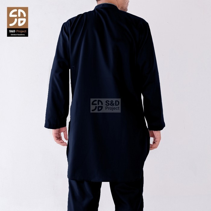 ✨MURAH✨ -Setelan Kurta Katun Toyobo Koko Muslim Lengan Panjang Dewasa - Navy - Navy, S