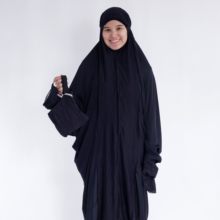 Mukena Zara Silk Terusan Alfauzi Hitam / Mukena Dewasa / Mukena Jumbo