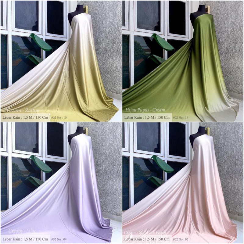 {TERLARIS} KAIN GRADASI 2-3 WARNA / SILK ARMANY GOLDEO / SATIN GRADASI PROMO (per 0,5 meter) hamidco