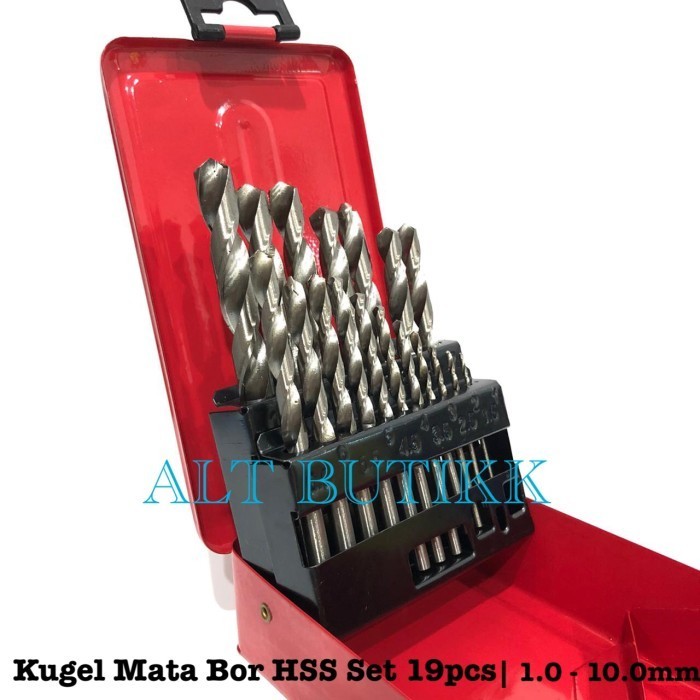 mata bor besi kugel KUGEL MATA BOR BESI HSS SET 19 PCS | DRILL BIT SET 1.0 - 10 mm