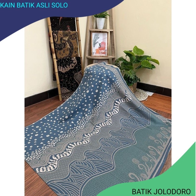 Kain batik solo tujuh motif tumpuk tosca biru