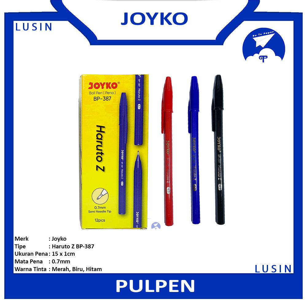 

Joyko - Pulpen BP-387 Haruto Z 0.7mm Semi Needle Tip - Lusin